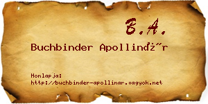 Buchbinder Apollinár névjegykártya